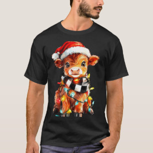 Cute Christmas Baby Highland Cow F Thanksgiving  T-Shirt