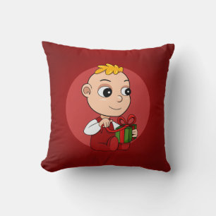 Cute Christmas baby with blonde hair cartoon Cushion