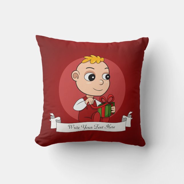 Cute Christmas baby with blonde hair cartoon Cushion (Front)