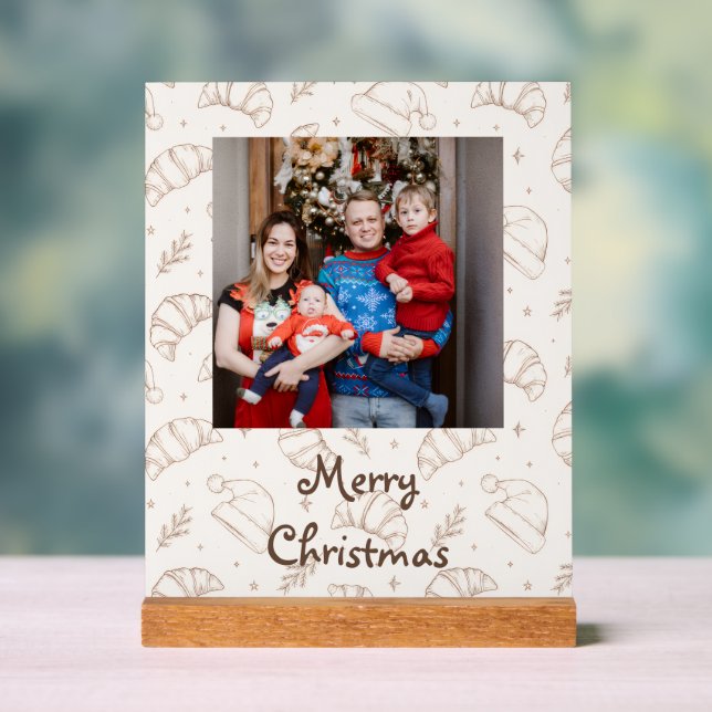 Cute christmas bakery croissant pattern acrylic sign (Neutral)
