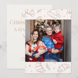 Cute christmas bakery croissant pattern holiday card
