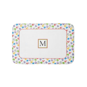 Cute Christmas balls and gifts pattern monogram Bath Mat