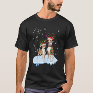 Cute Christmas Basenji Santa Hats Reindeer Dog T-Shirt