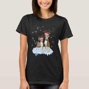 Cute Christmas Basenji Santa Hats Reindeer Dog T-Shirt