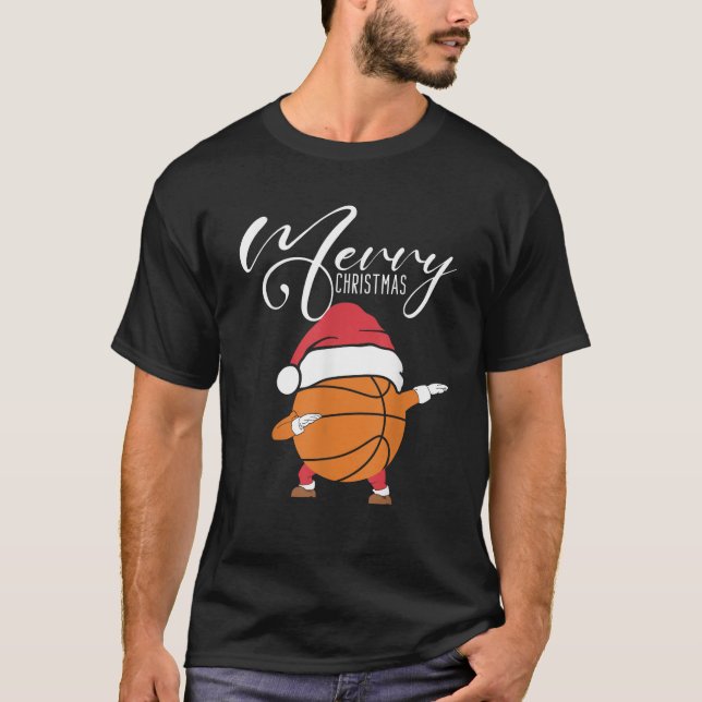 Cute Christmas Basketball Xmas Santa Sports Hat Ba T-Shirt (Front)