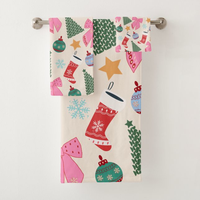 Cute Christmas Bath Towel Set (Insitu)