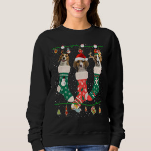 Cute Christmas Beagle In Sock Xmas Reindeer Santa Sweatshirt
