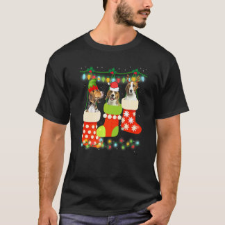 Cute Christmas Beagle In Sock Xmas Reindeer Santa  T-Shirt