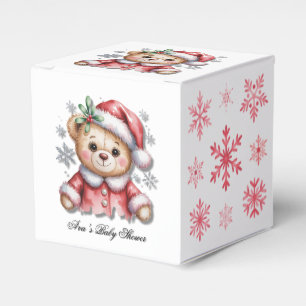 Cute Christmas Bear and Snowflakes Baby Shower Favour Box