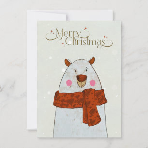 Cute Christmas Bear Card Cozy Winter Illustration