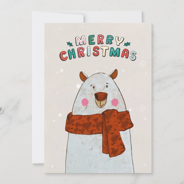 Cute Christmas Bear Card Fun Colorful Lettering  (Front)