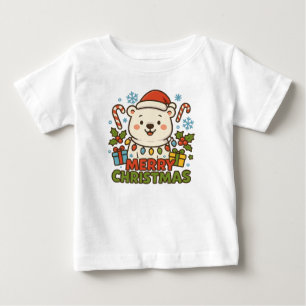 Cute Christmas Bear Illustration  Baby T-Shirt