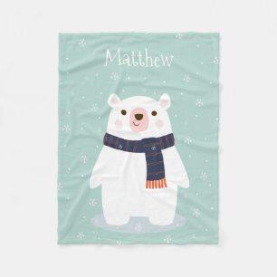 Cute Christmas Bear Kids Fleece Blanket