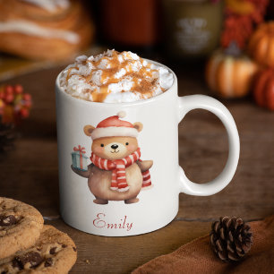 Cute Christmas Bear Personalised Kid's Coffee Mug