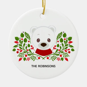 Cute Christmas Bear Photo Ceramic Tree Decoration