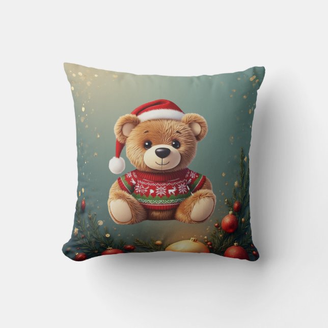 Cute Christmas Bear Pillow (Front)