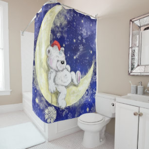Cute Christmas Bear Shower Curtain