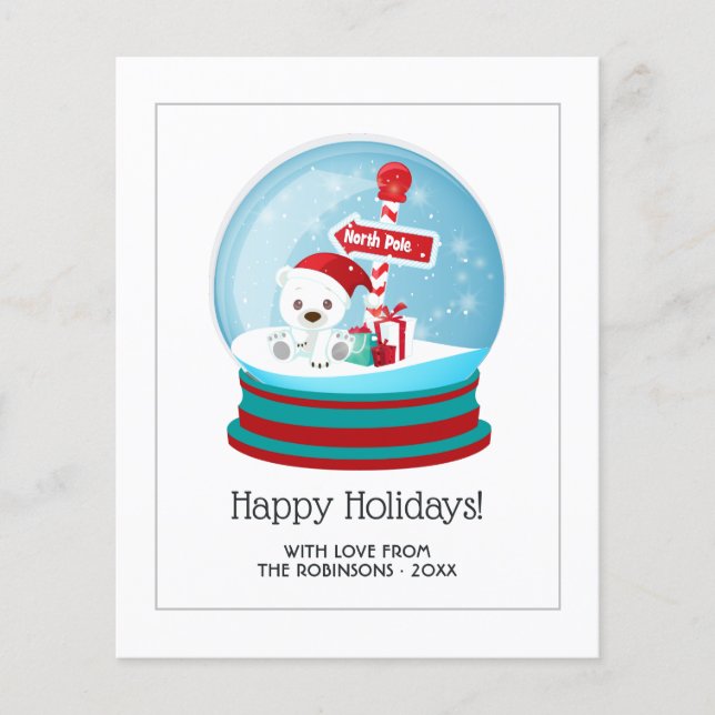 Cute Christmas Bear Snow Globe Photo Flyer (Front)