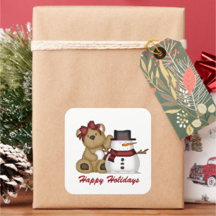 Cute Christmas bear snowman add message sticker