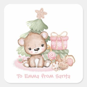 Cute Christmas Bear Sticker   Label