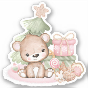 Cute Christmas Bear Vinyl Sticker