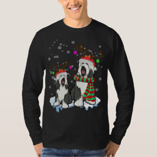 Cute Christmas Bearded Collie Santa Hats Reindeer T-Shirt