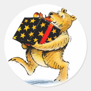 Cute Christmas Bears Classic Round Sticker