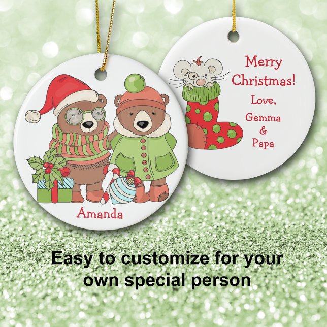 Cute Christmas Bears Grandchild Ceramic Tree Decoration (Creator Uploaded)