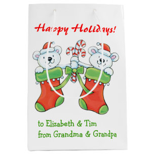 Cute Christmas Bears Grandchild Medium Gift Bag