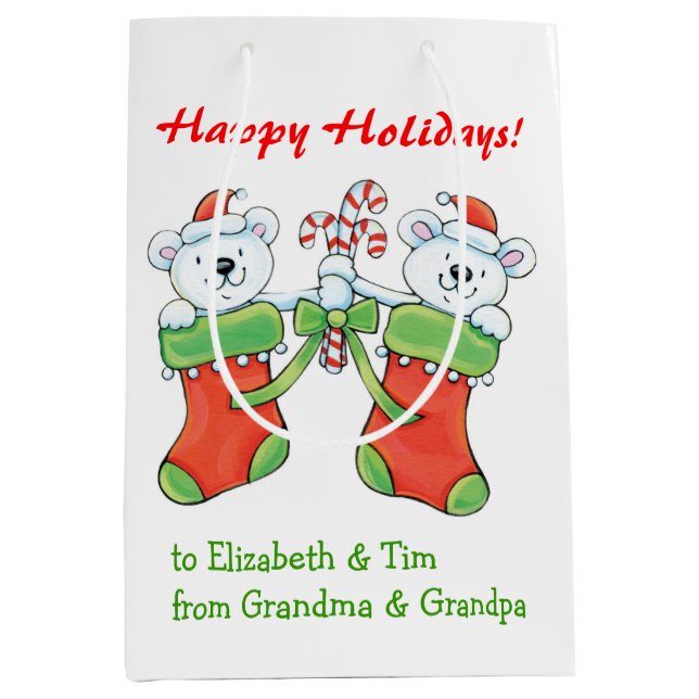 Cute Christmas Bears Grandchild Medium Gift Bag (Front)