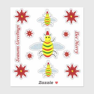 Cute Christmas Bee and Poinsettia Flowers Custom
