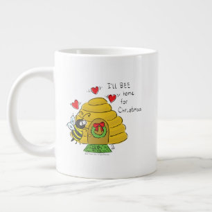 Cute Christmas Bee Funny Holiday Cartoon Large Coffee Mug