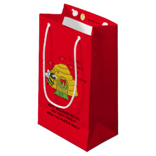 Cute Christmas Bee Funny Holiday Cartoon Small Gift Bag