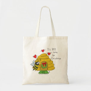 Cute Christmas Bee Funny Holiday Cartoon Tote Bag