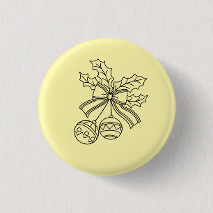 Cute Christmas bell Line Art Button