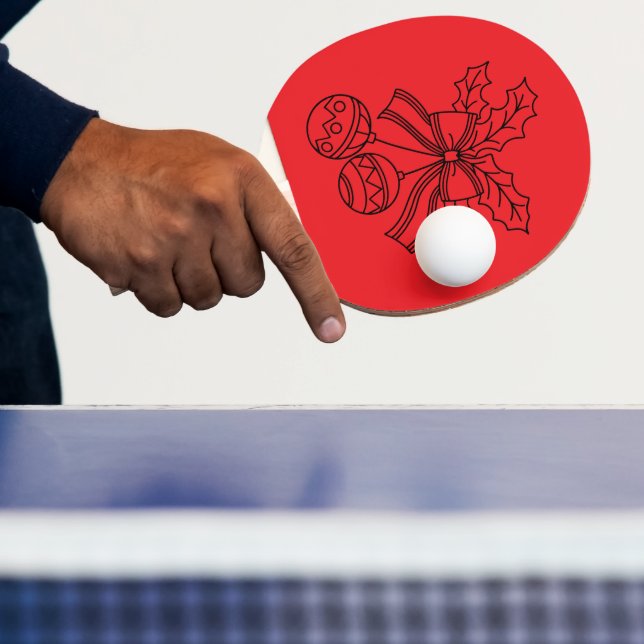 Cute Christmas bell Line Art Ping Pong Paddle (Insitu)