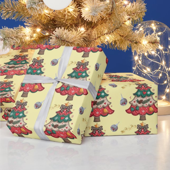Cute Christmas bell Line Art Wrapping Paper (Holidays)