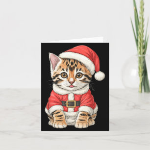 Cute Christmas Bengal Cat Santa  Card