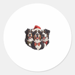 Cute Christmas Bernese Mountain Dogs Santa Hat Hol Classic Round Sticker