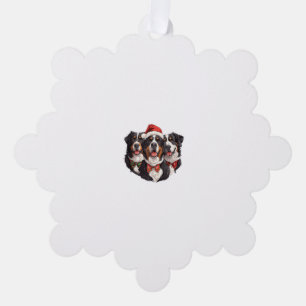 Cute Christmas Bernese Mountain Dogs Santa Hat Hol Tree Decoration Card