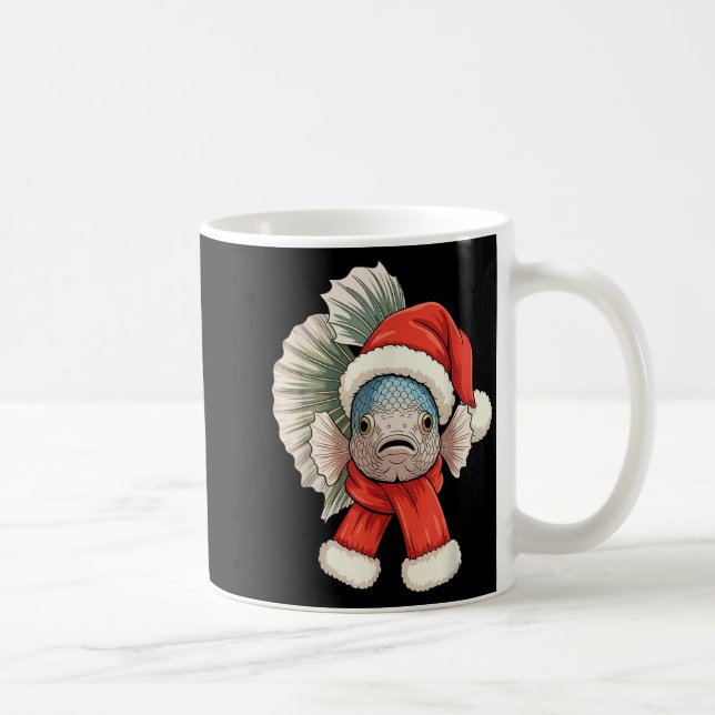 Cute Christmas Betta Fish Santa  Coffee Mug (Right)