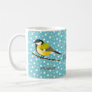 Cute Christmas Bird Great Tit Parus Major And Name Coffee Mug
