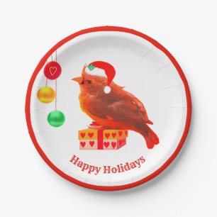 Cute Christmas Bird Paper Plate