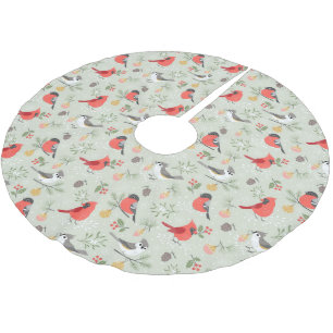 Cute Christmas Bird Pattern Holiday Design Brushed Polyester Tree Skirt