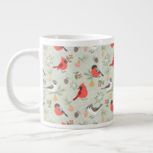 Cute Christmas Bird Pattern Holiday Design Large Coffee Mug