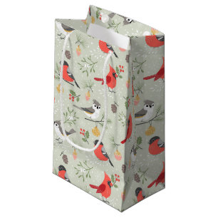 Cute Christmas Bird Pattern Holiday Design Small Gift Bag