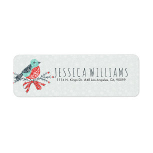 Cute Christmas Bird Red Turquoise & White