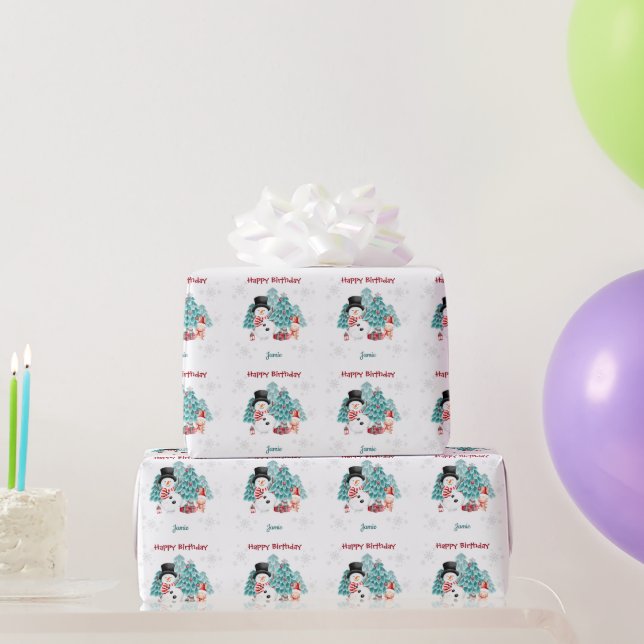 Cute Christmas Birthday wrapping paper | name (Party Gifts)