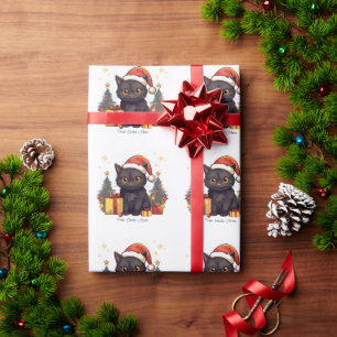 Cute Christmas Black Cat Wrapping Paper