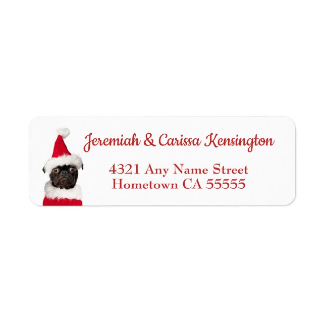 Cute Christmas Black Pug Santa Hat (Front)